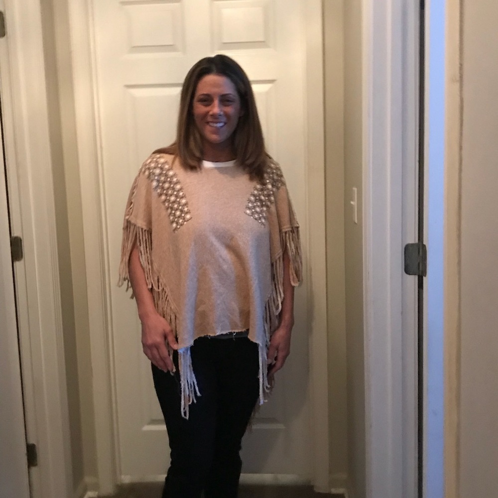NWT Umgee poncho style cover up with FRINGE